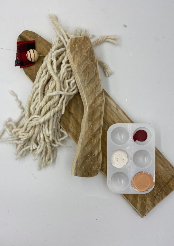 Complete kit with wood, paint, mop strands and embellishments